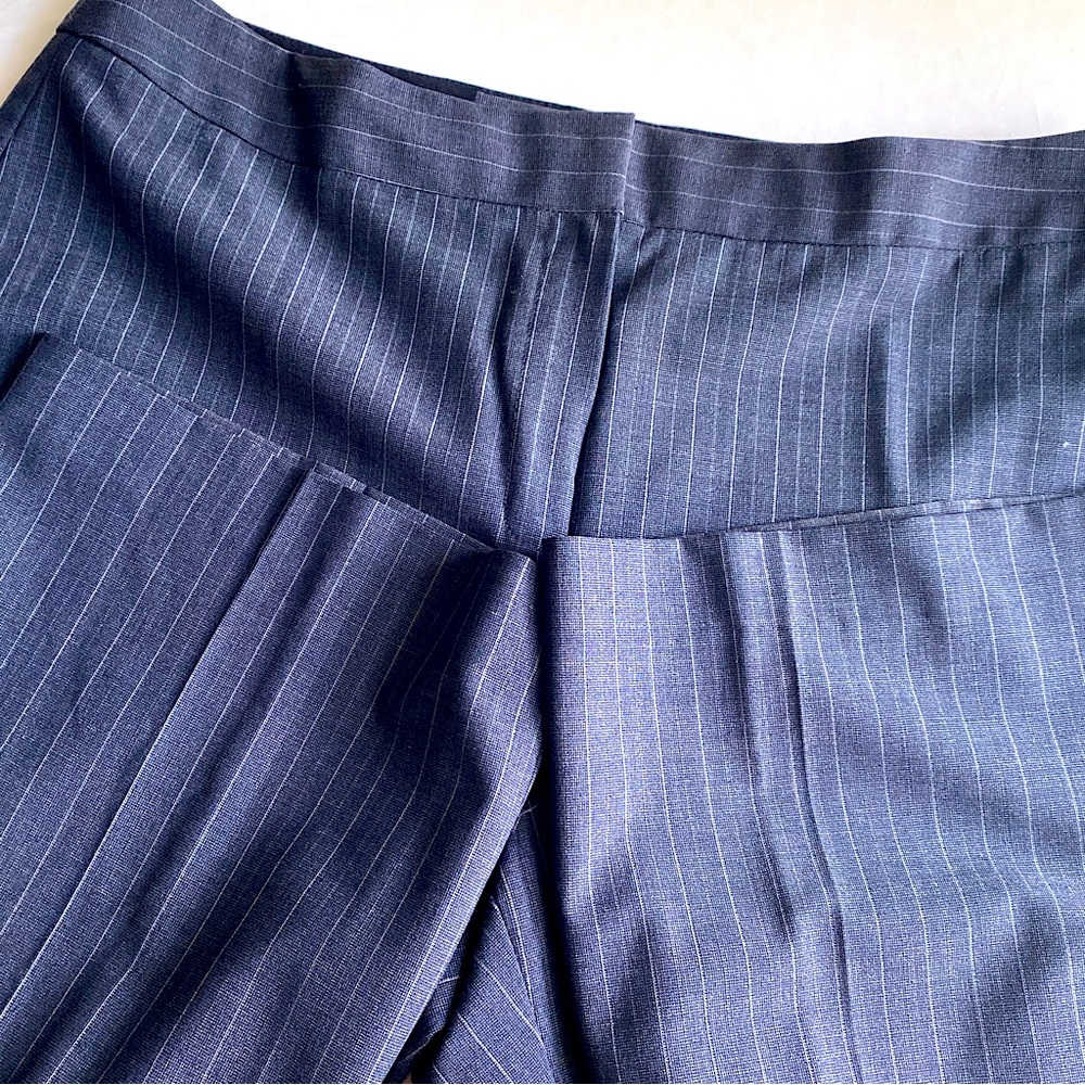 JONES NEW YORK NAVY WOOL BLEND PINSTRIPE WIDE LEG PANTS CAREER Blue 12 - Picture 6 of 7